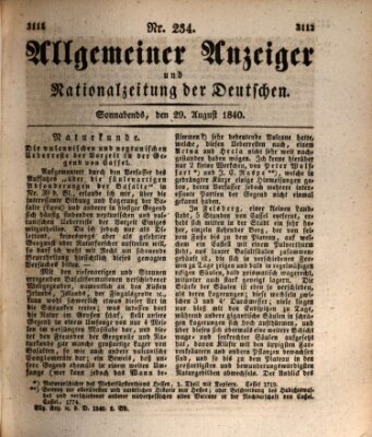 Allgemeiner Anzeiger und Nationalzeitung der Deutschen (Allgemeiner Anzeiger der Deutschen) Samstag 29. August 1840