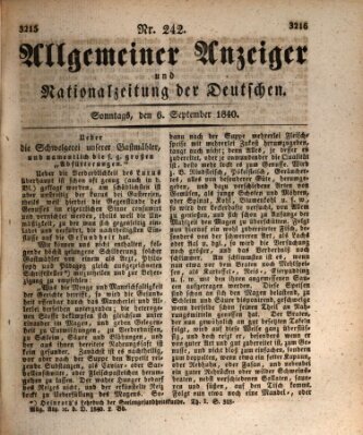 Allgemeiner Anzeiger und Nationalzeitung der Deutschen (Allgemeiner Anzeiger der Deutschen) Sonntag 6. September 1840