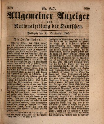 Allgemeiner Anzeiger und Nationalzeitung der Deutschen (Allgemeiner Anzeiger der Deutschen) Freitag 11. September 1840