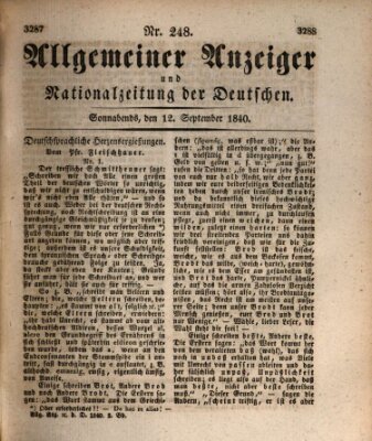 Allgemeiner Anzeiger und Nationalzeitung der Deutschen (Allgemeiner Anzeiger der Deutschen) Samstag 12. September 1840