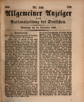 Allgemeiner Anzeiger und Nationalzeitung der Deutschen (Allgemeiner Anzeiger der Deutschen) Sonntag 13. September 1840