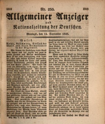 Allgemeiner Anzeiger und Nationalzeitung der Deutschen (Allgemeiner Anzeiger der Deutschen) Montag 14. September 1840