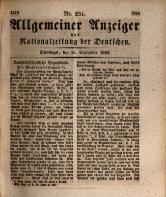 Allgemeiner Anzeiger und Nationalzeitung der Deutschen (Allgemeiner Anzeiger der Deutschen) Dienstag 15. September 1840