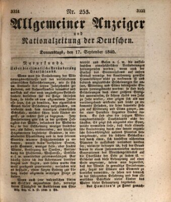 Allgemeiner Anzeiger und Nationalzeitung der Deutschen (Allgemeiner Anzeiger der Deutschen) Donnerstag 17. September 1840