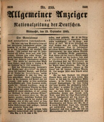 Allgemeiner Anzeiger und Nationalzeitung der Deutschen (Allgemeiner Anzeiger der Deutschen) Mittwoch 23. September 1840