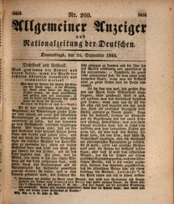 Allgemeiner Anzeiger und Nationalzeitung der Deutschen (Allgemeiner Anzeiger der Deutschen) Donnerstag 24. September 1840