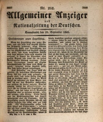 Allgemeiner Anzeiger und Nationalzeitung der Deutschen (Allgemeiner Anzeiger der Deutschen) Samstag 26. September 1840