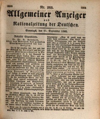 Allgemeiner Anzeiger und Nationalzeitung der Deutschen (Allgemeiner Anzeiger der Deutschen) Sonntag 27. September 1840