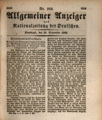 Allgemeiner Anzeiger und Nationalzeitung der Deutschen (Allgemeiner Anzeiger der Deutschen) Dienstag 29. September 1840