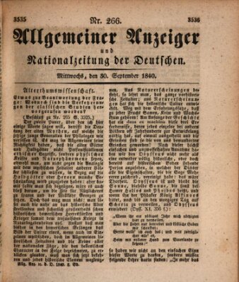 Allgemeiner Anzeiger und Nationalzeitung der Deutschen (Allgemeiner Anzeiger der Deutschen) Mittwoch 30. September 1840