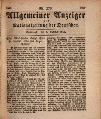 Allgemeiner Anzeiger und Nationalzeitung der Deutschen (Allgemeiner Anzeiger der Deutschen) Sonntag 4. Oktober 1840