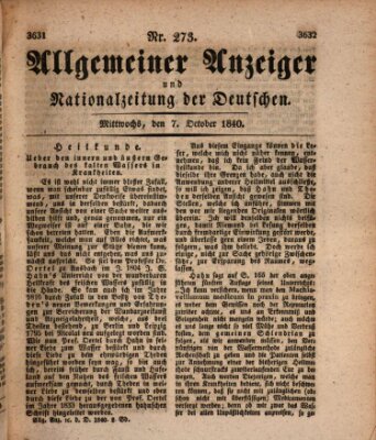 Allgemeiner Anzeiger und Nationalzeitung der Deutschen (Allgemeiner Anzeiger der Deutschen) Mittwoch 7. Oktober 1840