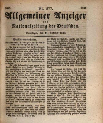 Allgemeiner Anzeiger und Nationalzeitung der Deutschen (Allgemeiner Anzeiger der Deutschen) Sonntag 11. Oktober 1840