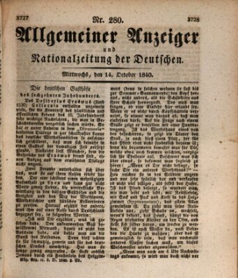 Allgemeiner Anzeiger und Nationalzeitung der Deutschen (Allgemeiner Anzeiger der Deutschen) Mittwoch 14. Oktober 1840