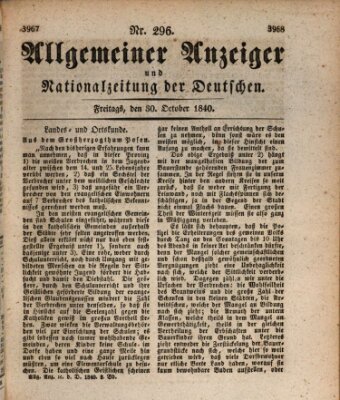 Allgemeiner Anzeiger und Nationalzeitung der Deutschen (Allgemeiner Anzeiger der Deutschen) Freitag 30. Oktober 1840