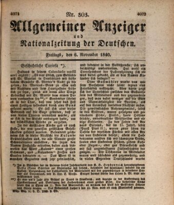 Allgemeiner Anzeiger und Nationalzeitung der Deutschen (Allgemeiner Anzeiger der Deutschen) Freitag 6. November 1840