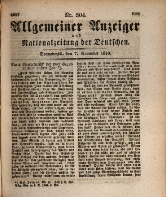 Allgemeiner Anzeiger und Nationalzeitung der Deutschen (Allgemeiner Anzeiger der Deutschen) Samstag 7. November 1840