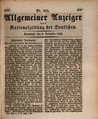 Allgemeiner Anzeiger und Nationalzeitung der Deutschen (Allgemeiner Anzeiger der Deutschen) Sonntag 8. November 1840