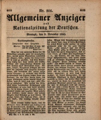 Allgemeiner Anzeiger und Nationalzeitung der Deutschen (Allgemeiner Anzeiger der Deutschen) Montag 9. November 1840