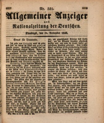 Allgemeiner Anzeiger und Nationalzeitung der Deutschen (Allgemeiner Anzeiger der Deutschen) Dienstag 24. November 1840