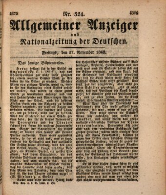 Allgemeiner Anzeiger und Nationalzeitung der Deutschen (Allgemeiner Anzeiger der Deutschen) Freitag 27. November 1840