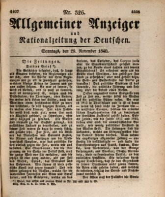 Allgemeiner Anzeiger und Nationalzeitung der Deutschen (Allgemeiner Anzeiger der Deutschen) Sonntag 29. November 1840