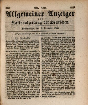 Allgemeiner Anzeiger und Nationalzeitung der Deutschen (Allgemeiner Anzeiger der Deutschen) Donnerstag 3. Dezember 1840