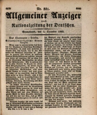 Allgemeiner Anzeiger und Nationalzeitung der Deutschen (Allgemeiner Anzeiger der Deutschen) Samstag 5. Dezember 1840