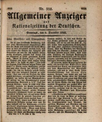 Allgemeiner Anzeiger und Nationalzeitung der Deutschen (Allgemeiner Anzeiger der Deutschen) Sonntag 6. Dezember 1840