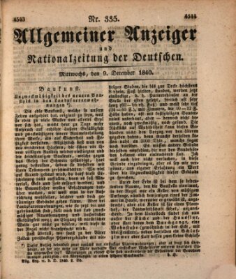 Allgemeiner Anzeiger und Nationalzeitung der Deutschen (Allgemeiner Anzeiger der Deutschen) Mittwoch 9. Dezember 1840