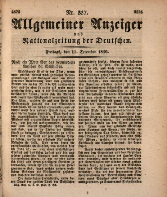 Allgemeiner Anzeiger und Nationalzeitung der Deutschen (Allgemeiner Anzeiger der Deutschen) Freitag 11. Dezember 1840