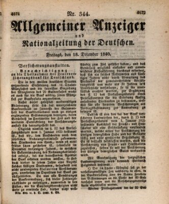 Allgemeiner Anzeiger und Nationalzeitung der Deutschen (Allgemeiner Anzeiger der Deutschen) Freitag 18. Dezember 1840