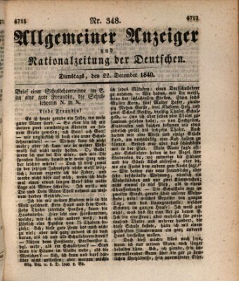 Allgemeiner Anzeiger und Nationalzeitung der Deutschen (Allgemeiner Anzeiger der Deutschen) Dienstag 22. Dezember 1840