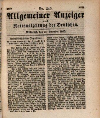 Allgemeiner Anzeiger und Nationalzeitung der Deutschen (Allgemeiner Anzeiger der Deutschen) Mittwoch 23. Dezember 1840