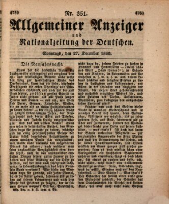 Allgemeiner Anzeiger und Nationalzeitung der Deutschen (Allgemeiner Anzeiger der Deutschen) Sonntag 27. Dezember 1840