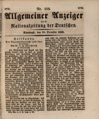 Allgemeiner Anzeiger und Nationalzeitung der Deutschen (Allgemeiner Anzeiger der Deutschen) Dienstag 29. Dezember 1840