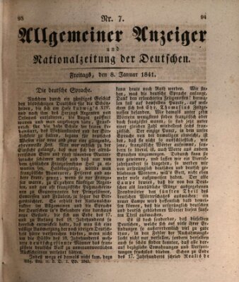 Allgemeiner Anzeiger und Nationalzeitung der Deutschen (Allgemeiner Anzeiger der Deutschen) Freitag 8. Januar 1841