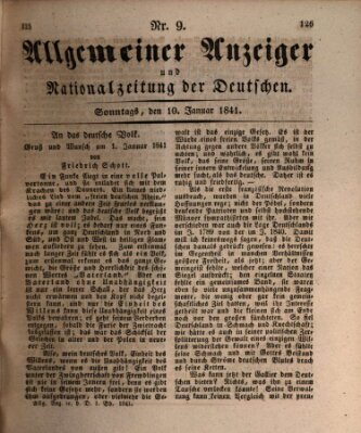 Allgemeiner Anzeiger und Nationalzeitung der Deutschen (Allgemeiner Anzeiger der Deutschen) Sonntag 10. Januar 1841