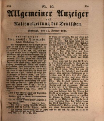 Allgemeiner Anzeiger und Nationalzeitung der Deutschen (Allgemeiner Anzeiger der Deutschen) Montag 11. Januar 1841