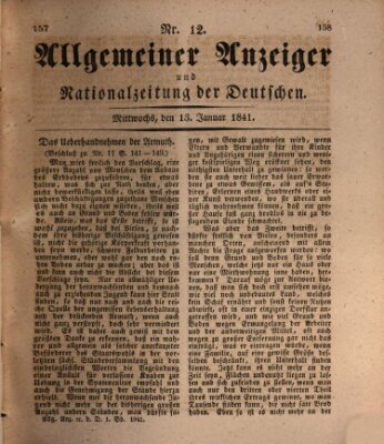 Allgemeiner Anzeiger und Nationalzeitung der Deutschen (Allgemeiner Anzeiger der Deutschen) Mittwoch 13. Januar 1841