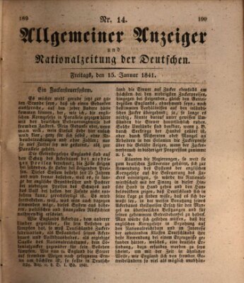 Allgemeiner Anzeiger und Nationalzeitung der Deutschen (Allgemeiner Anzeiger der Deutschen) Freitag 15. Januar 1841