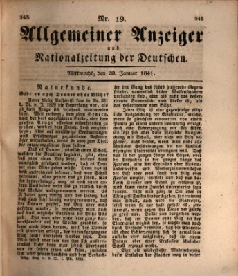 Allgemeiner Anzeiger und Nationalzeitung der Deutschen (Allgemeiner Anzeiger der Deutschen) Mittwoch 20. Januar 1841