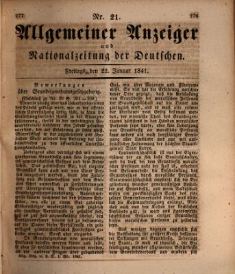 Allgemeiner Anzeiger und Nationalzeitung der Deutschen (Allgemeiner Anzeiger der Deutschen) Freitag 22. Januar 1841