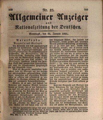 Allgemeiner Anzeiger und Nationalzeitung der Deutschen (Allgemeiner Anzeiger der Deutschen) Sonntag 24. Januar 1841