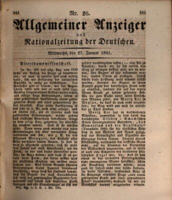 Allgemeiner Anzeiger und Nationalzeitung der Deutschen (Allgemeiner Anzeiger der Deutschen) Mittwoch 27. Januar 1841