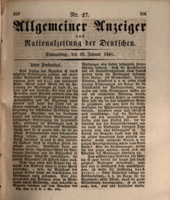 Allgemeiner Anzeiger und Nationalzeitung der Deutschen (Allgemeiner Anzeiger der Deutschen) Donnerstag 28. Januar 1841