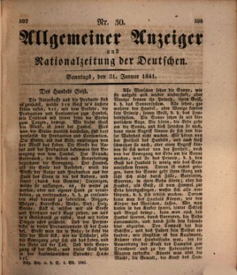 Allgemeiner Anzeiger und Nationalzeitung der Deutschen (Allgemeiner Anzeiger der Deutschen) Sonntag 31. Januar 1841