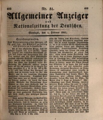 Allgemeiner Anzeiger und Nationalzeitung der Deutschen (Allgemeiner Anzeiger der Deutschen) Montag 1. Februar 1841