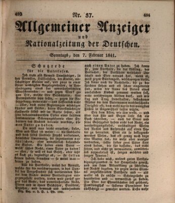 Allgemeiner Anzeiger und Nationalzeitung der Deutschen (Allgemeiner Anzeiger der Deutschen) Sonntag 7. Februar 1841