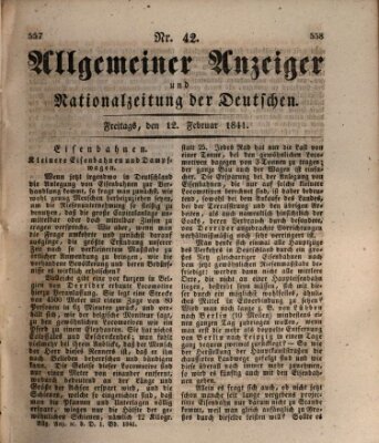 Allgemeiner Anzeiger und Nationalzeitung der Deutschen (Allgemeiner Anzeiger der Deutschen) Freitag 12. Februar 1841